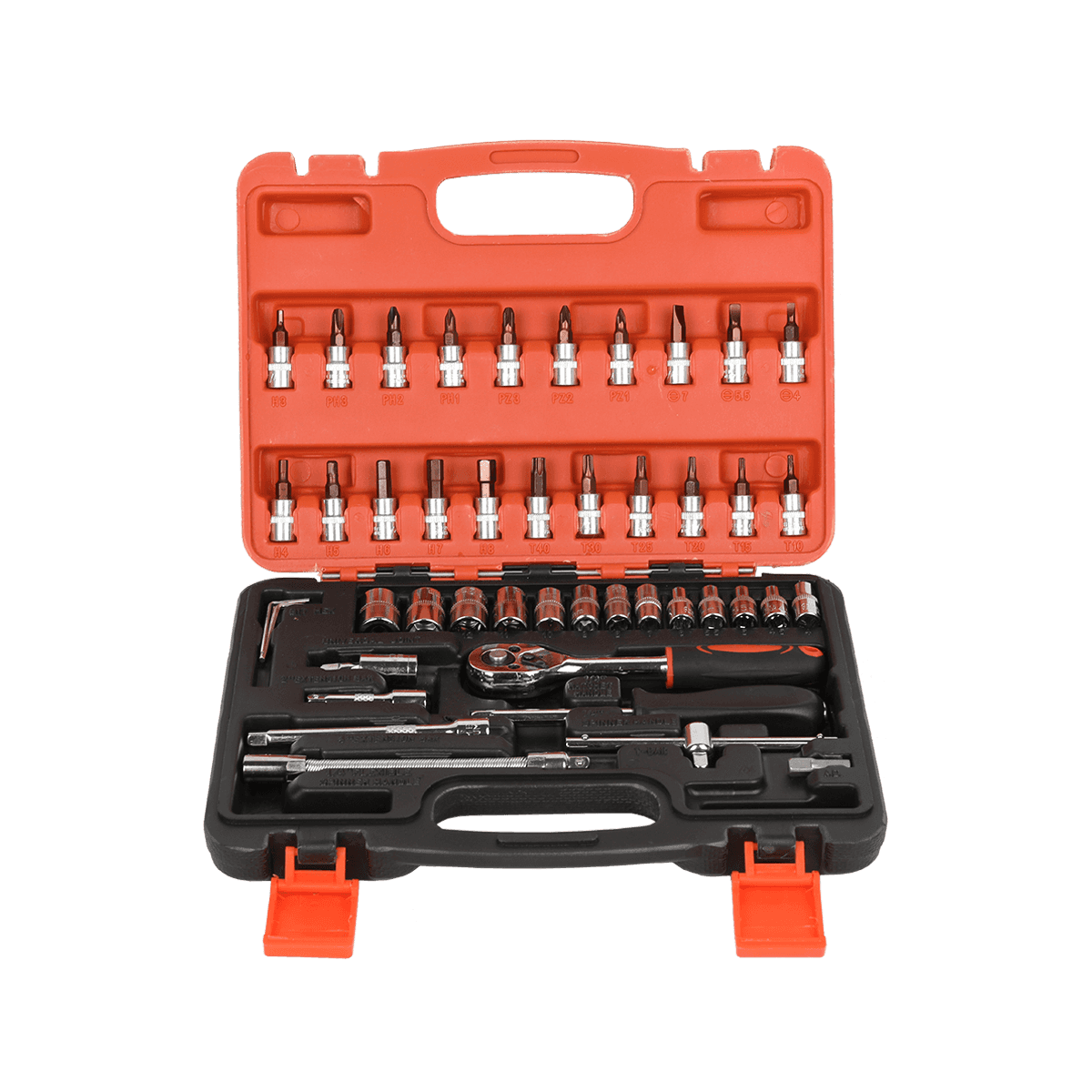 46 stks 1/4 'dr Crv Staal Metrische Auto Repareren Toolbox Dopsleutel Gereedschap Set Met Ratel