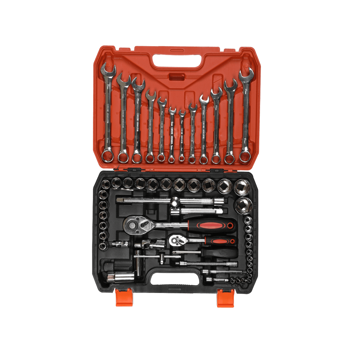 61 stks 1/4 'Auto Reparatie Mechanica Tool Set Ratelhendel Spanner Kruiskoppeling Socket Kit